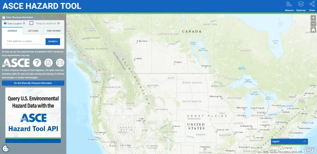 ASCE Hazard Tool wind speed map used to review site-specific wind conditions for light pole EPA selection